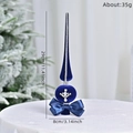 Puntale per albero di Natale in velluto blu con croce di strass e fiocco, altezza 29 cm - Blu Zaffiro
