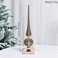 Puntale per albero di Natale marrone floccato con strass e fiocco dorato decorativo - Cachi
