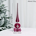 Dark red flocked Christmas tree topper with rhinestones and ribbon bow ornament - Rose Red