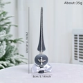Dark grey flocked Christmas tree topper with rhinestone star and silver bow decor - Smoke Grey