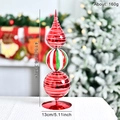 Addobbo natalizio a torre per tavolo a righe rosse e verdi, altezza di 41,5 cm - Rosso