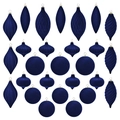 Dettaglio set di decorazioni natalizie floccate blu navy in varie forme geometriche - Blu Reale Floccato