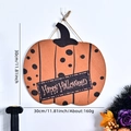 Targa per porta in legno a forma di zucca per Halloween con corda rustica e scritte - 30cm / Stile Zucca a Pois Happy Halloween