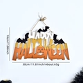 Targa per porta Halloween in legno con sfumatura Candy Corn e motivo a zucca - 18*30cm / Stile Scritta Happy Halloween Sfumata