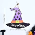 Decorazione per porta a forma di cappello da strega in legno Trick or Treat - 26.5*30CM / Stile Cappello da Strega a Pois Viola Trick or Treat