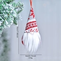 Gnomo di Natale in peluche con cappello a maglia rosso e grigio sull'albero - Stile a Righe Grigio e Rosso (004)
