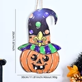 Targa di Halloween in legno con zucca e cappello da mago dotata di corda di iuta - 20*30cm / Stile Combinato Cappello da Strega e Zucca