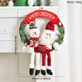 Christmas wreath with Santa and Snowman plush on rattan ring, 48x34cm holiday door decor - Christmas Rattan Wreath (XM-0045)