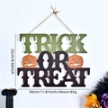 Décoration de porte Halloween en bois avec citrouilles et texte Trick or Treat orange - 22*30cm