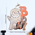 Décoration suspendue Halloween en bois avec fantôme et texte Boo pour fête festive - 26*30cm