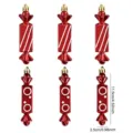 6-piece set of red and white striped candy cane Christmas ornaments with glossy finish - Square Candy / 6 Pieces Set