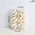 Pack of 6 gold and white glitter striped Christmas ball ornaments in 18x12cm box - Gold