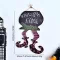 Plaque bois Halloween avec jambes de sorcière et chaudron, décor 30x20cm pour fête - 30*20cm