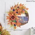 Autumn wreath with maple leaves terracotta rose and owl sign for wall decoration - Owl Wood Plaque Terracotta Rose Style (018)