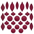 Set di ornamenti natalizi floccati rosso scuro in varie forme geometriche uniche - Borgogna Floccato