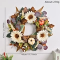 45cm autumn wreath with white sunflowers and pumpkins for Thanksgiving door decor - White Sunflower Eucalyptus Style (008)