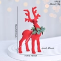 Festive red flocked reindeer ornament 14cm tall for Christmas tree or desk decoration - Flocked Red Reindeer