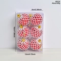 Set di 6 palline di Natale rosse da 6cm con texture a rombi e rete bianca - Rosso