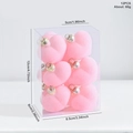 Pack de 12 décorations de cœur rose floqué en boîte transparente pour sapin de Noël - Balle Floconnée en Cœur / Rose