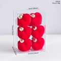 Lot de 12 ornements de Noël en forme de cœur floqué rouge avec dimensions précises - Balle Floconnée en Cœur / Rouge
