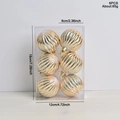 Set di 6 palline di Natale dorate a forma di zucca con strisce in una scatola di PVC - Oro Zucca Dipinto a Mano