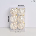 Set di 6 palline di Natale champagne con trama a rete bianca e diametro di 6 cm - Champagne