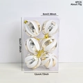 6pcs silver and white striped Christmas ornaments with glitter finish in clear box - Champagne