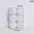 Set di 6 palline di Natale bianche 6cm con texture a rombi e finitura glitterata - Argento