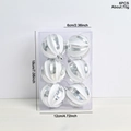 6-pack of 6cm silver striped Christmas ball ornaments with glitter in a clear box - Silver