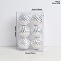 Set di 6 palline di Natale argentate a righe a forma di zucca, diametro di 6 cm - Argento Zucca Dipinto a Mano