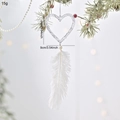 Addobbo natalizio a cuore bianco con piume, perle e glitter per decorazioni festive - Stile Cuore