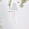Campanella natalizia di perle bianche con piume per decorazioni dell'albero - Stile Campana