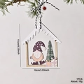 Decorazione natalizia in legno a forma di casa con gnomo e perla decorativa appesa - Casa Gnomo Viola
