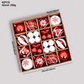 Set de 42 bolas de Navidad rojas y blancas con acabados brillantes y mate - Sistema de Copos de Nieve Rojo Y Blanco (003) / 42 Piezas/Paquete