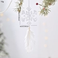 Transparent Christmas tree snowflake pendant with white feather and pearl ornament - Snowflake Style
