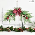 Festone natalizio in pino con fiocco scozzese rosso e pigne 60x35cm variante - Stile fiocco ramo di pino artificiale (GH0103S-仿真松枝蝴蝶结花环-001)