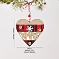 Décoration de Noël en bois en forme de cœur avec tissu à carreaux et gravure XMAS - Ornement de Noël en Bois à Carreaux - Cœur