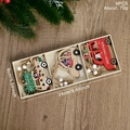 9-teiliges Weihnachtsauto Holzanhänger-Set mit Weihnachtsmann in einer Holzbox - Weihnachts-Holzanhänger-Box-Auto-Stil