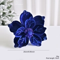 Deep blue velvet artificial magnolia flower with sequins for Christmas decoration - Blue