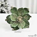 25cm deep green velvet Christmas flower with golden glitter sequins and beads - Green