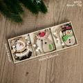 9er-Set Weihnachtsanhänger aus Holz mit Weihnachtsmann und Rentier in einer Holzbox - Weihnachts-Holzanhänger-Box-Weihnachtsmann-Stil
