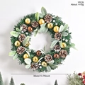 Ghirlanda natalizia 35cm con aghi di pino verdi, pigne e decorazioni dorate di lusso - GH0088F