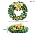 Ghirlanda di Natale con renna dorata campanellini e fiocco diametro da 35cm - Oro/Verde (GH0163S)