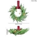 Ghirlanda natalizia con bacche dorate, campane di metallo e fiocco scozzese rosso nero - Ghirlanda di Natale Con Campanellini Fiocco Buffalo Plaid (GH0210S)