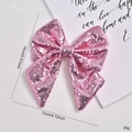 Pink sequin bow decoration for Christmas tree with 12cm x 14cm size and festive design - 14cm / Pink