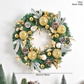 Ghirlanda di Natale 35cm con pigne, sfere oro argento e aghi effetto neve - GH0091S (Senza Luce)