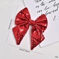 Funkelnde rote Pailletten-Weihnachtsschleife, 14x12cm Größe für festliche Party-Dekoration - 14cm / Rot
