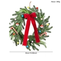 50cm Christmas wreath with red velvet bow, colorful pom poms and candy cane decor - Christmas Red and Green Decor Wreath Style (GH0209S)