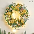 Ghirlanda natalizia nordica 35cm con pigne e luci LED, accenti argento e oro eleganti - GH0091S (Con Luce Senza Batteria)