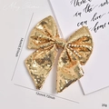 Funkelnde goldene Pailletten-Schleife für Weihnachtsbaum, Party Dekoration 14x12cm - 14cm / Gold